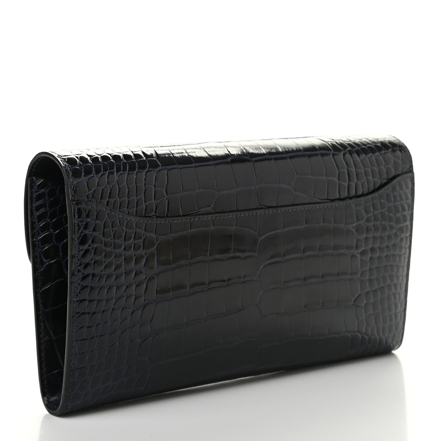 Shiny Alligator Enamel Constance Wallet Bleu Marine