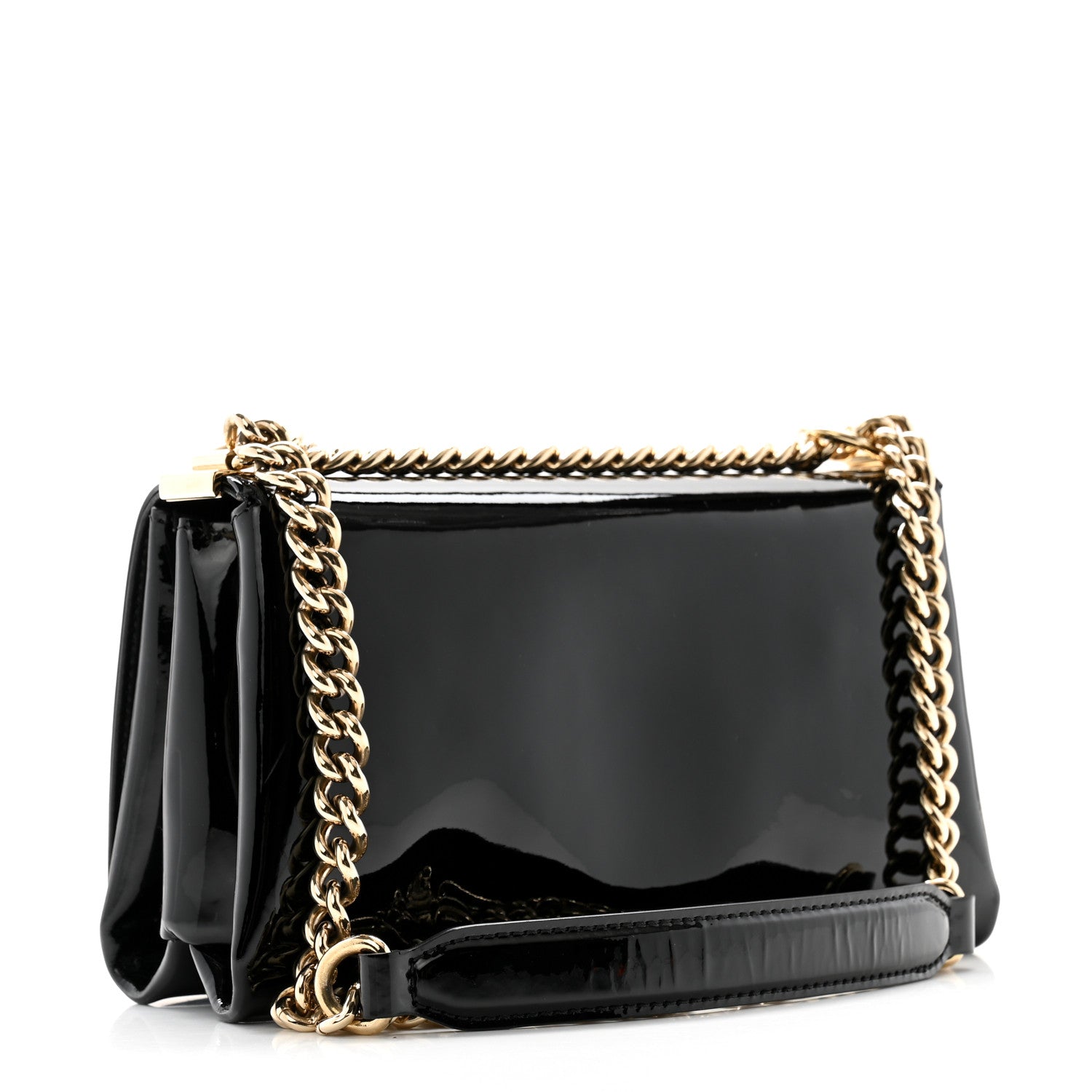 Versace Patent Palazzo Medusa Chain Shoulder Bag Black 3 of 12