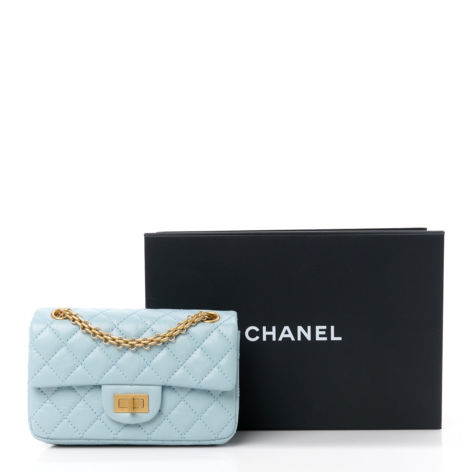 Chanel Aged Calfskin Quilted 2.55 Reissue Mini Flap Light Blue 12 of 12