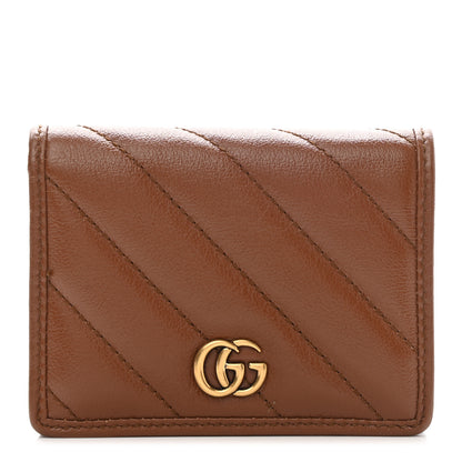 Gucci Azalea Calfskin Matelasse Diagonal GG Marmont Card Case Wallet Cuir 1 of 9