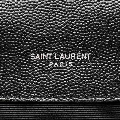Saint Laurent Grain De Poudre Textured Mixed Matelasse Triquilt Medium Monogram Satchel Black 6 of 10