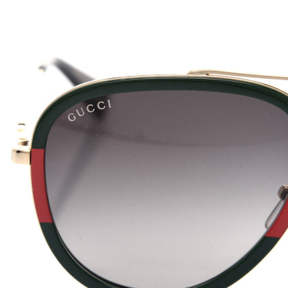 Gucci Web Aviator Sunglasses GG0062S Green Red 7 of 8