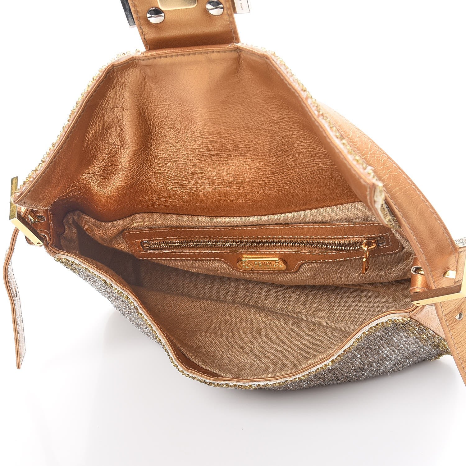 Fendi Beaded Baguette Gold Silver 5 of 15