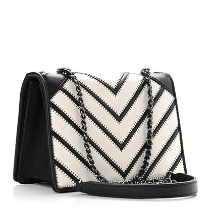 Chanel Lambskin Chevron Quilted Small Couture Flap Black White 3 of 11