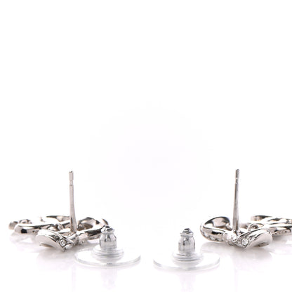Chanel Crystal CC Bow Dangle Earrings Silver 3 of 4