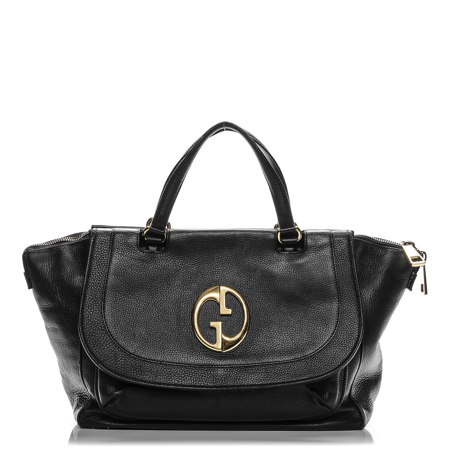 Pebbled Calfskin Medium 1973 Top Handle Satchel Black