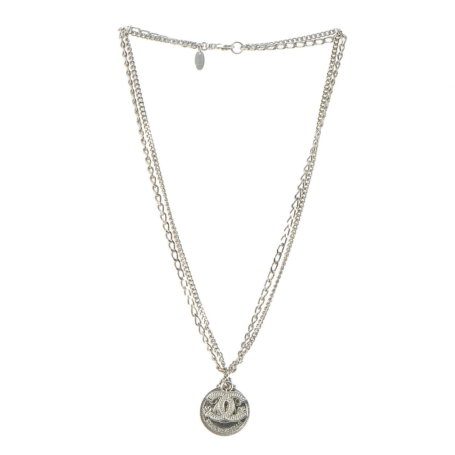 Chanel CC Coco Mademoiselle Coin Necklace Silver 3 of 7