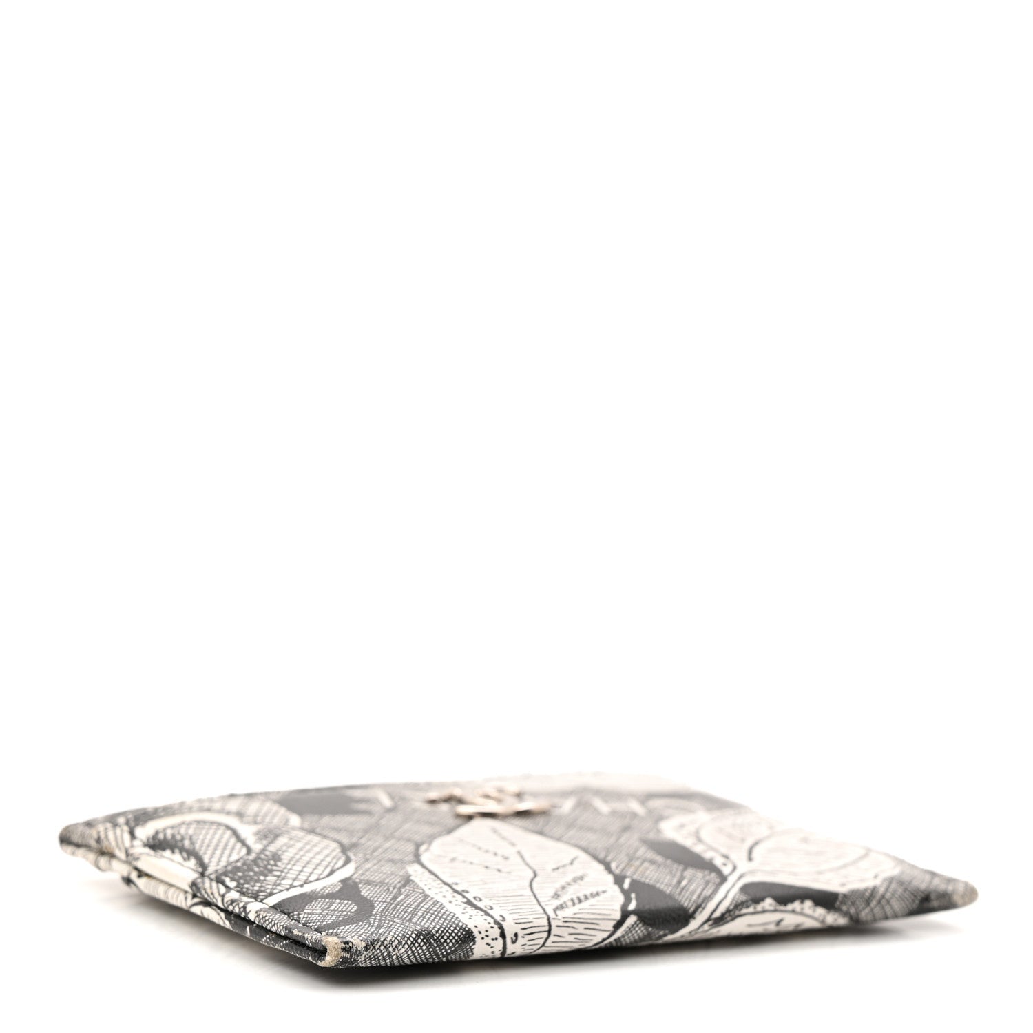 Chanel Coated Canvas Lambskin Quilted Camellia Card Holder Black White 4 of 8