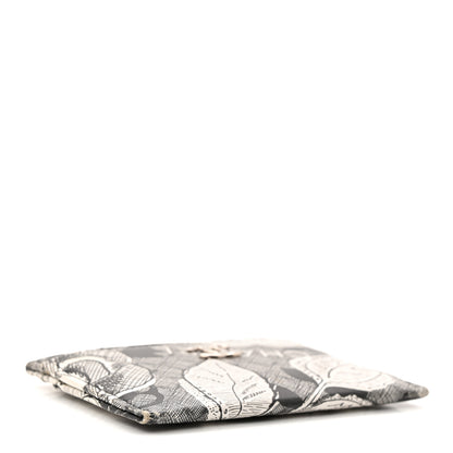 Chanel Coated Canvas Lambskin Quilted Camellia Card Holder Black White 4 of 8