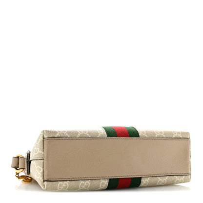 Gucci GG Supreme Monogram Textured Dollar Calfskin Web Small Ophidia Dome Shoulder Beige Mystic White Oatmeal 4 of 16