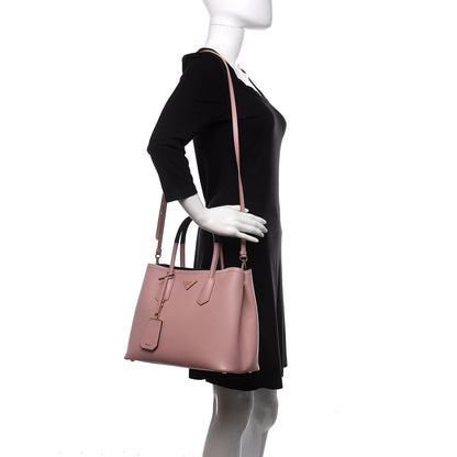 Prada Saffiano Cuir Medium Bi-Color Double Bag Pesco Baltico 2 of 15