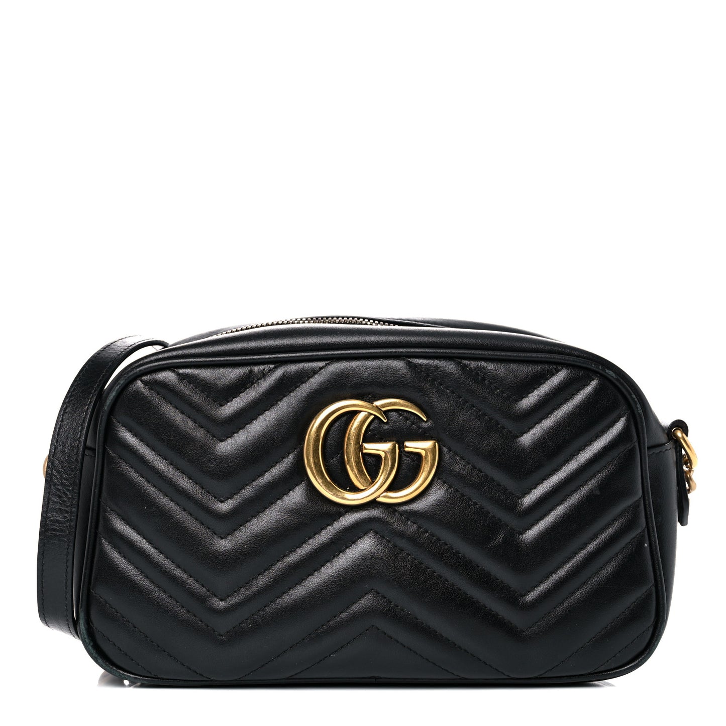 Calfskin Matelasse Small GG Marmont Chain Shoulder Bag Black