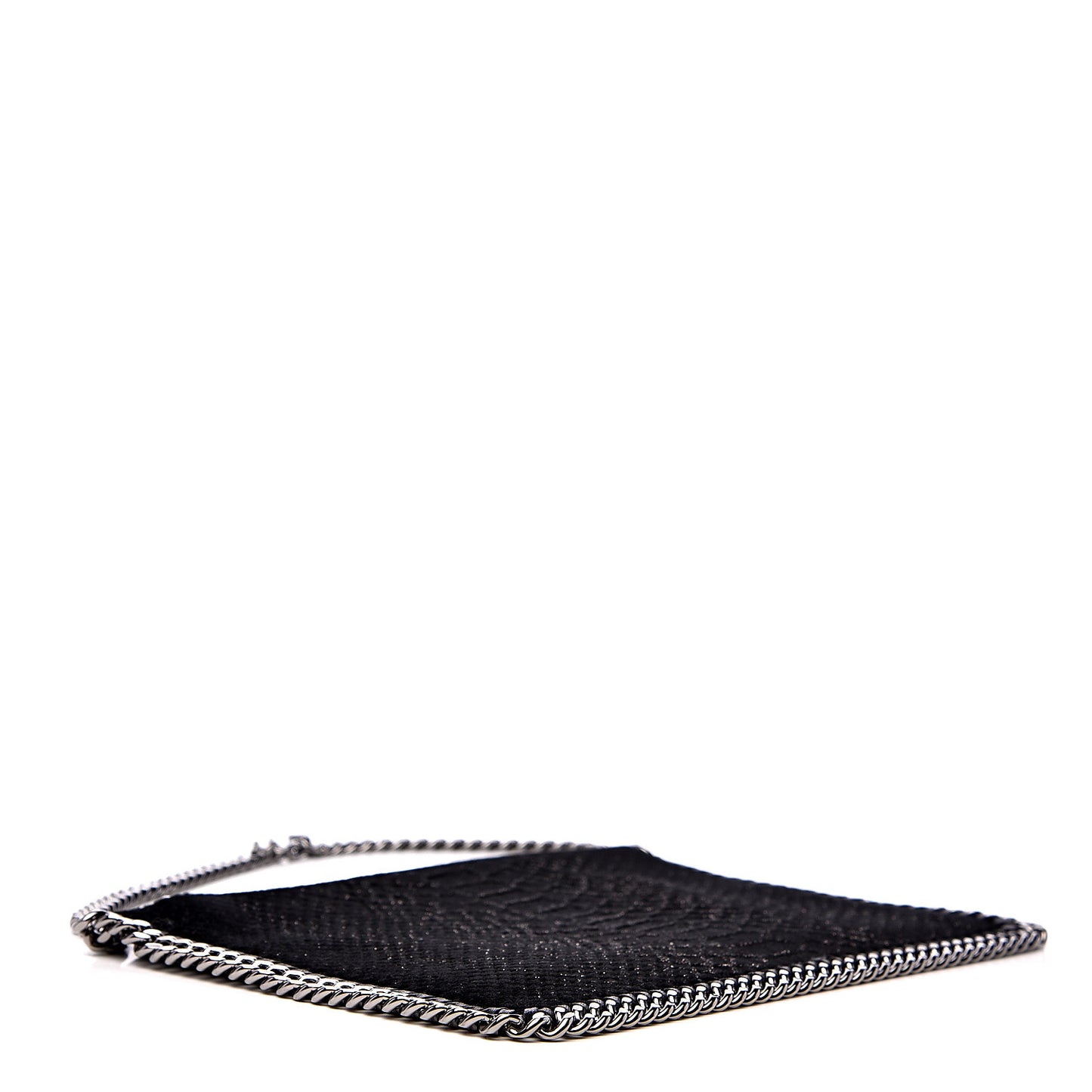 Metallic Snake Embossed Velvet Falabella Clutch Black