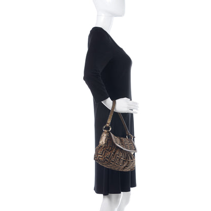 Fendi Zucca Vitello Small Chef Shoulder Bag Tobacco Oro Moro 2 of 11