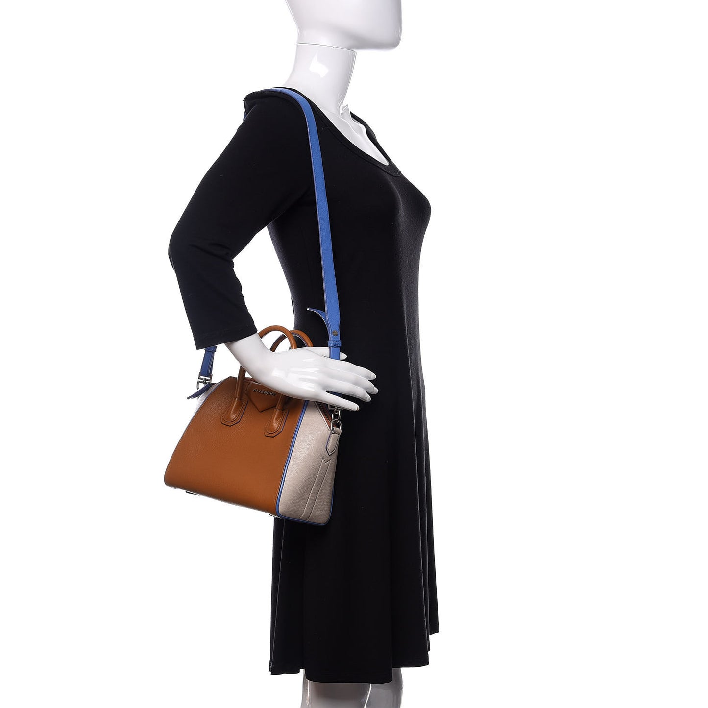 Sugar Goatskin Mini Tri-Color Antigona Tan White Blue