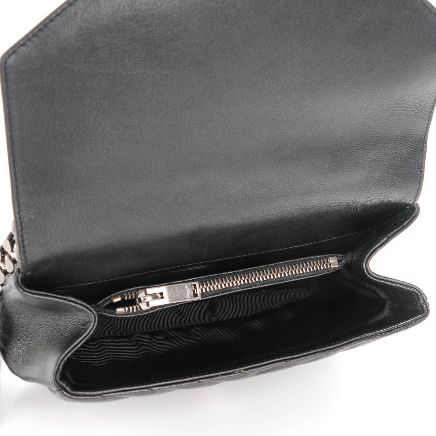 Saint Laurent Sheepskin Matelasse Chevron Monogram Medium College Bag Black 5 of 7