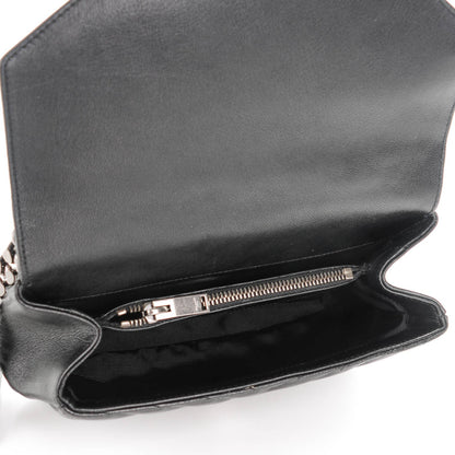 Saint Laurent Sheepskin Matelasse Chevron Monogram Medium College Bag Black 5 of 7