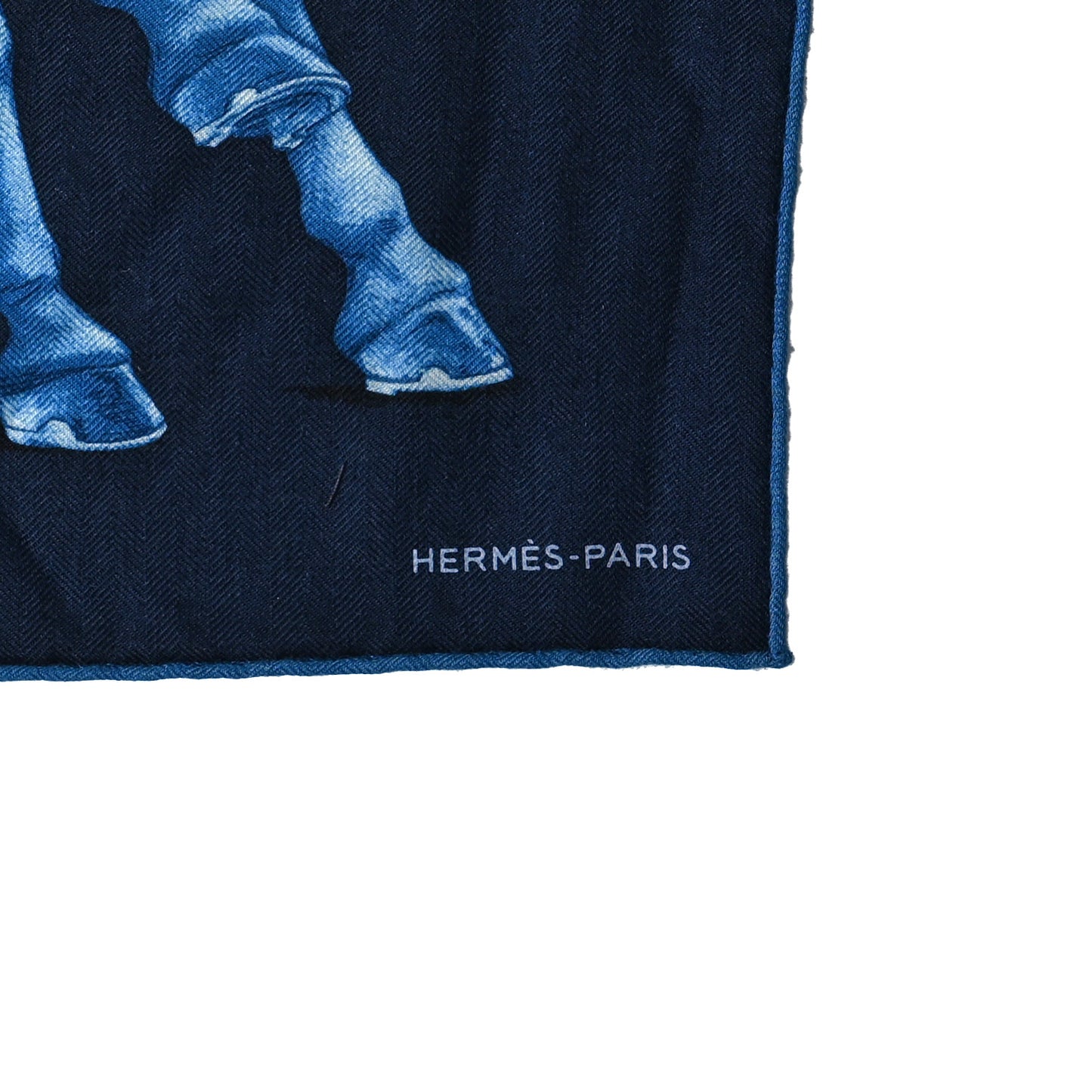 Cashmere Silk Grand Carrosse Royal Scarf 100 Marine Bleu White