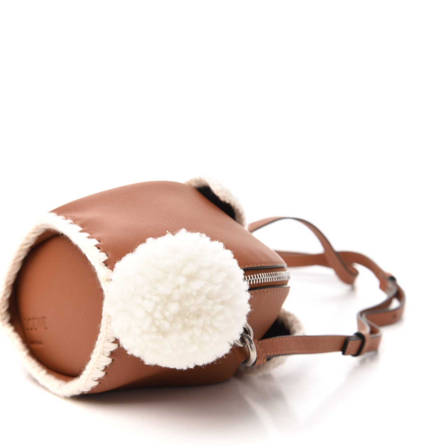 Calfskin Shearling Mini Bunny Crossbody Bag Caramel
