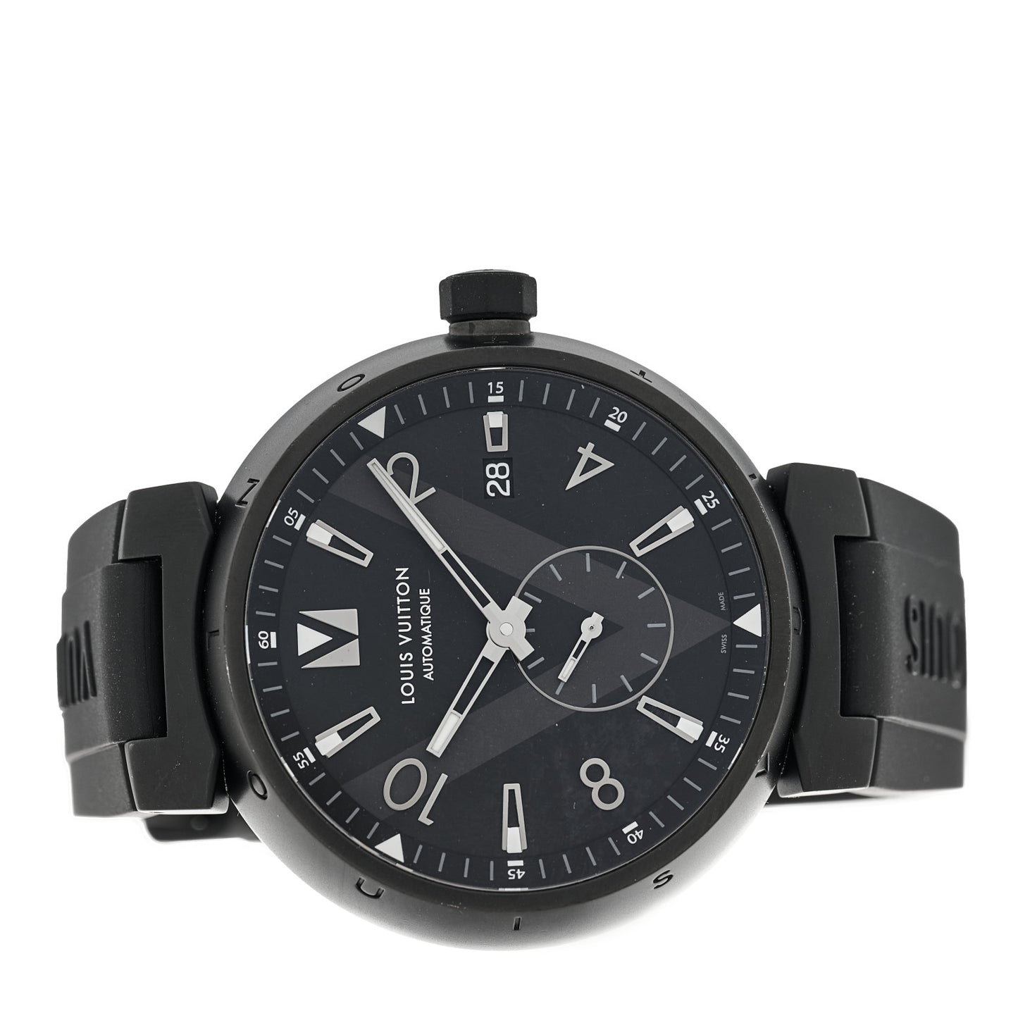 Stainless Steel Rubber 42mm Tambour Automatic Watch Black