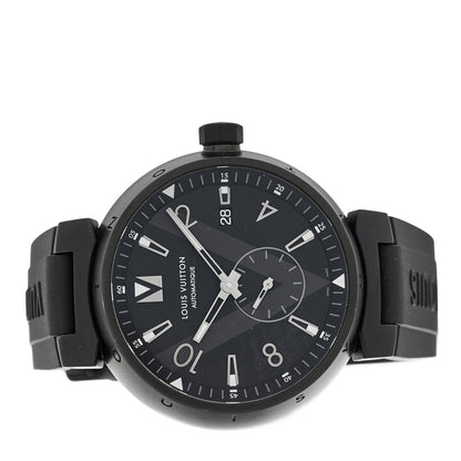 Louis Vuitton Stainless Steel Rubber 42mm Tambour Automatic Watch Black 2 of 4