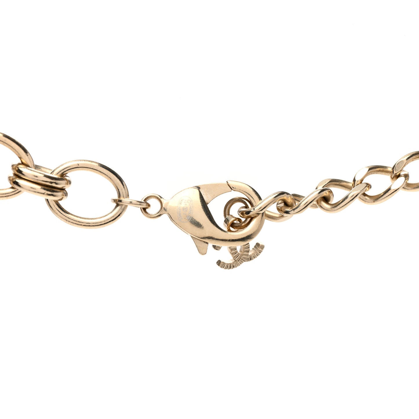 Crystal Chain CC Choker Necklace Gold Multicolor