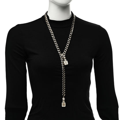 Chanel Pearl Resin Crystal CC No 5 Perfume Bottle Chain Gold 2 of 7