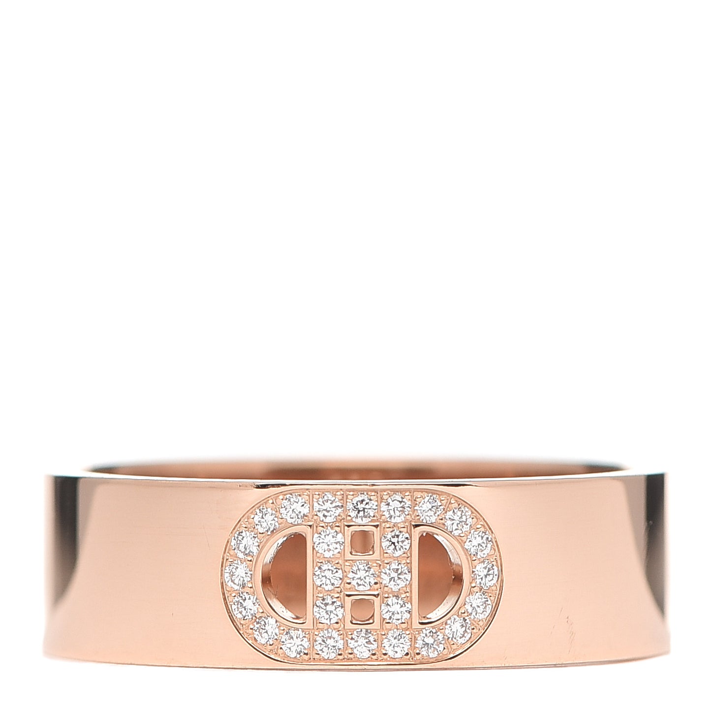 18K Rose Gold Diamond PM H D'Ancre Ring 52 6
