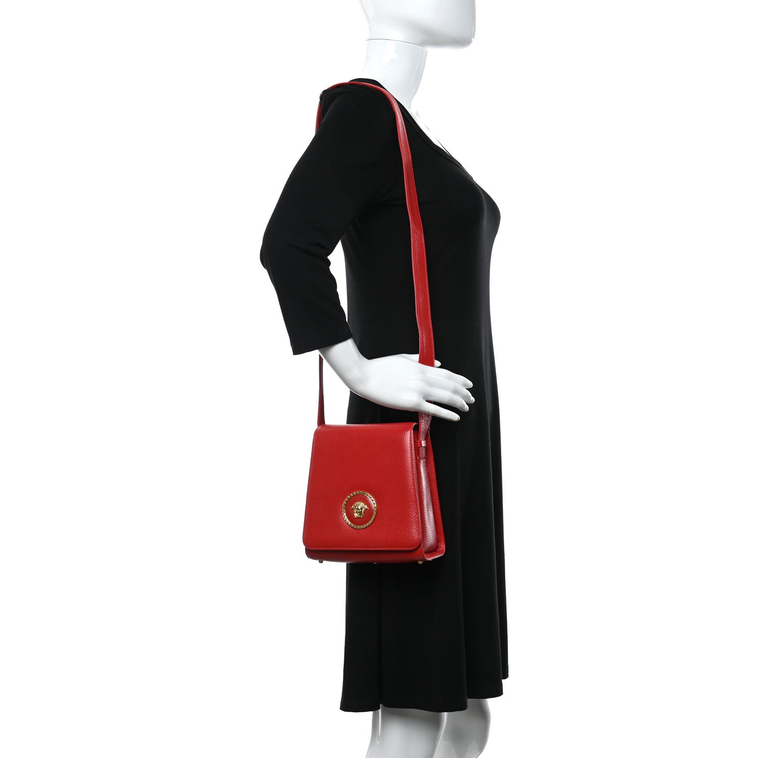 Versace Calfskin Crossbody Bag Red 2 of 12