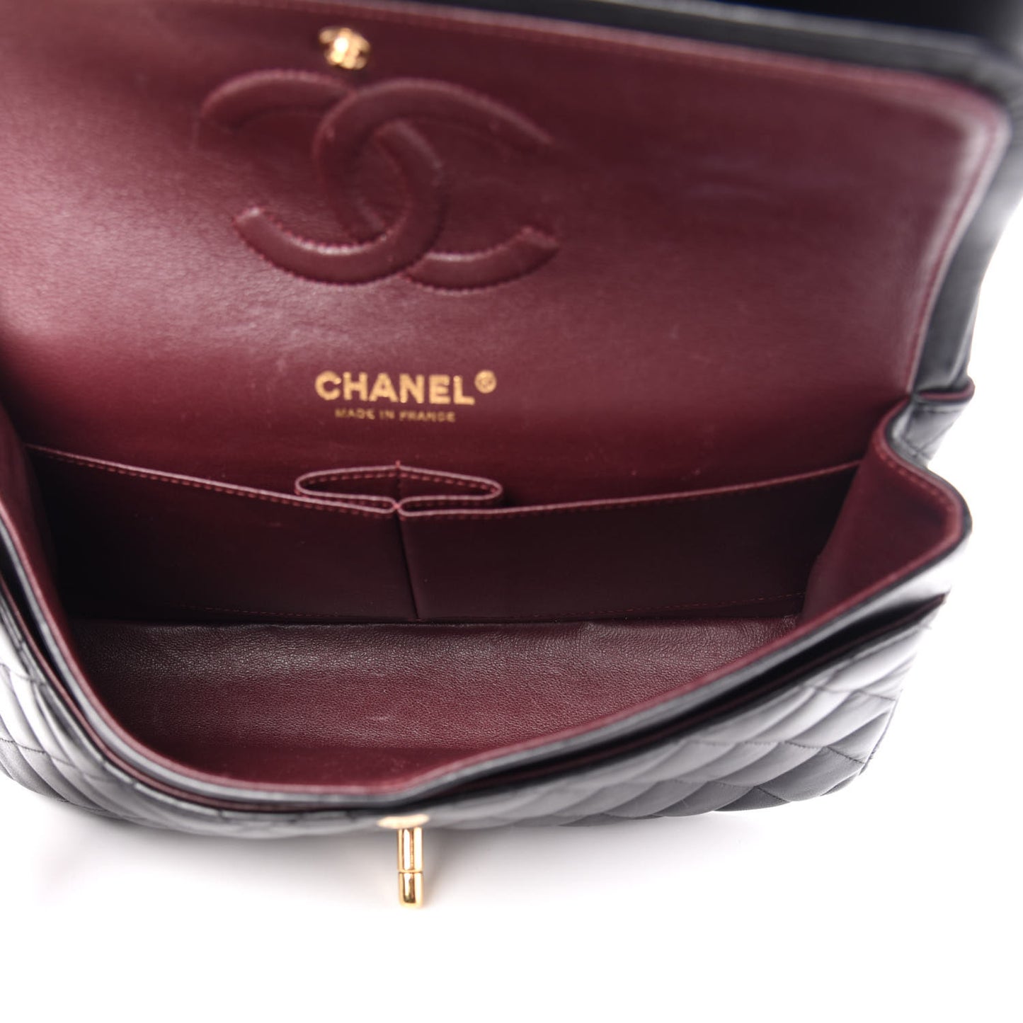 Lambskin Quilted Medium Double Flap Black