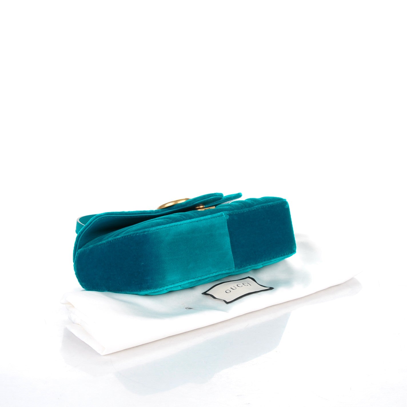 Gucci Velvet Matelasse Mini GG Marmont Shoulder Bag Pavone Cyan 4 of 7