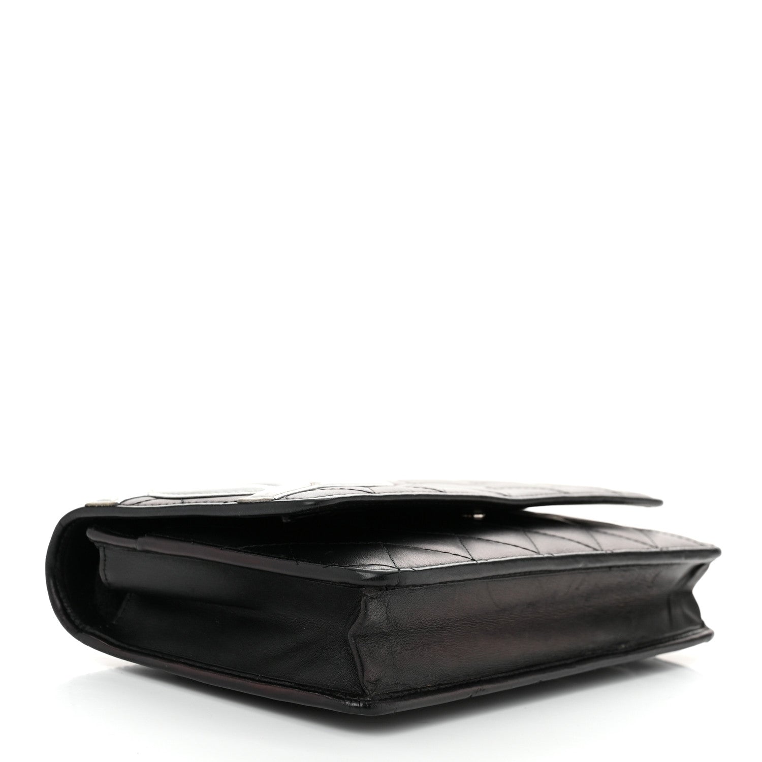 Chanel Calfskin Quilted Cambon Wallet on Chain WOC Black Silver 4 of 11
