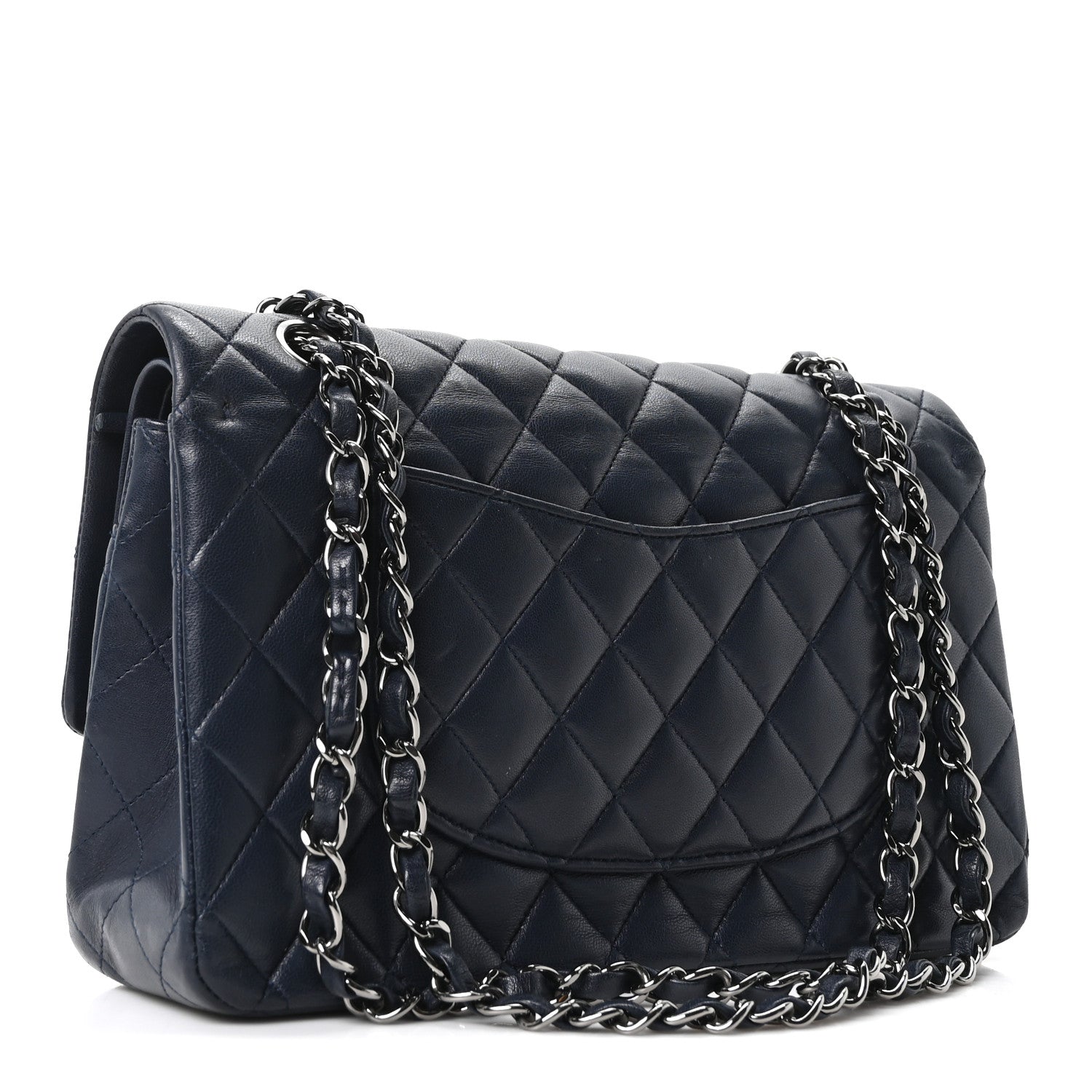 Chanel Lambskin Quilted Medium Double Flap Navy 3 of 10