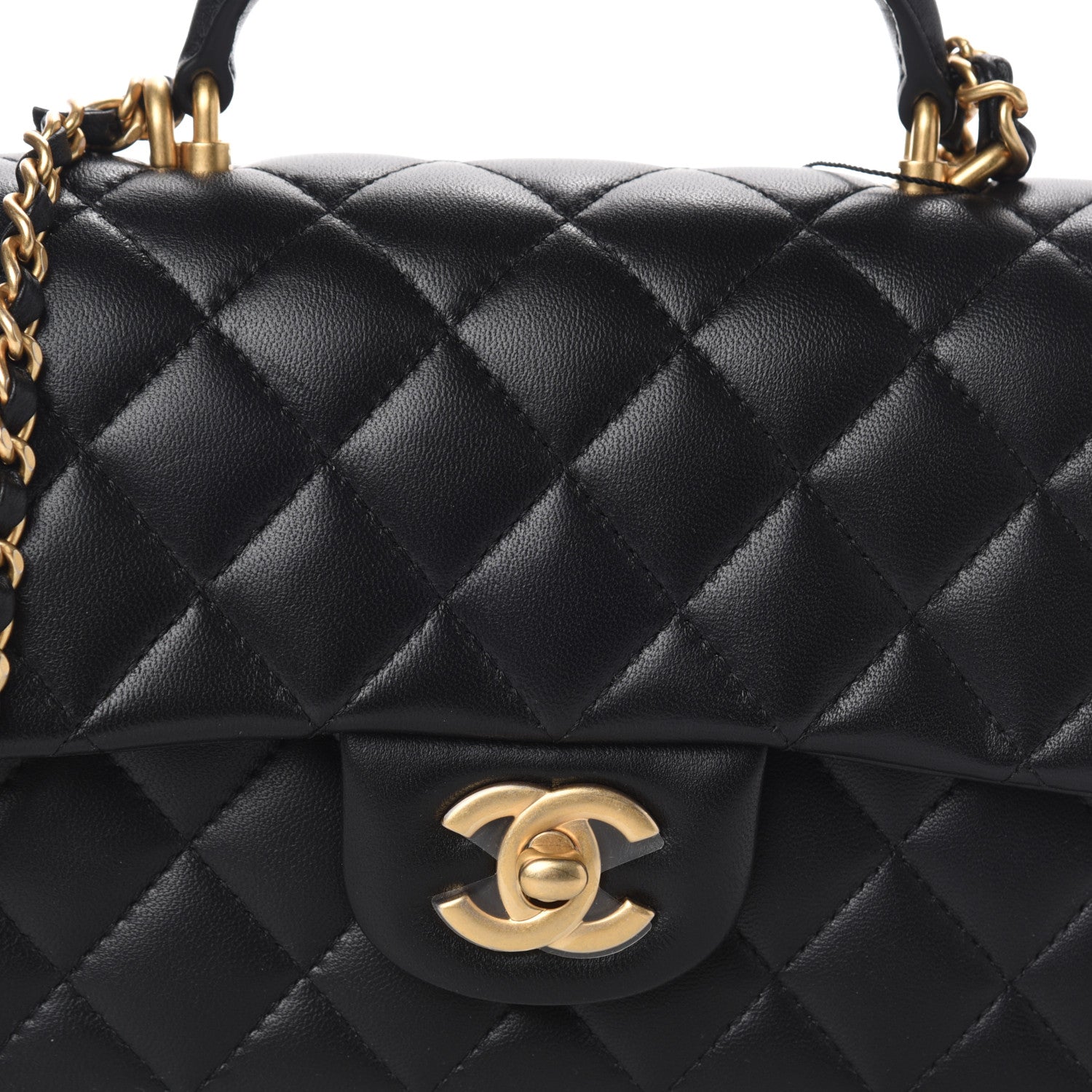 Chanel Lambskin Quilted Mini Top Handle Rectangular Flap Black 9 of 11