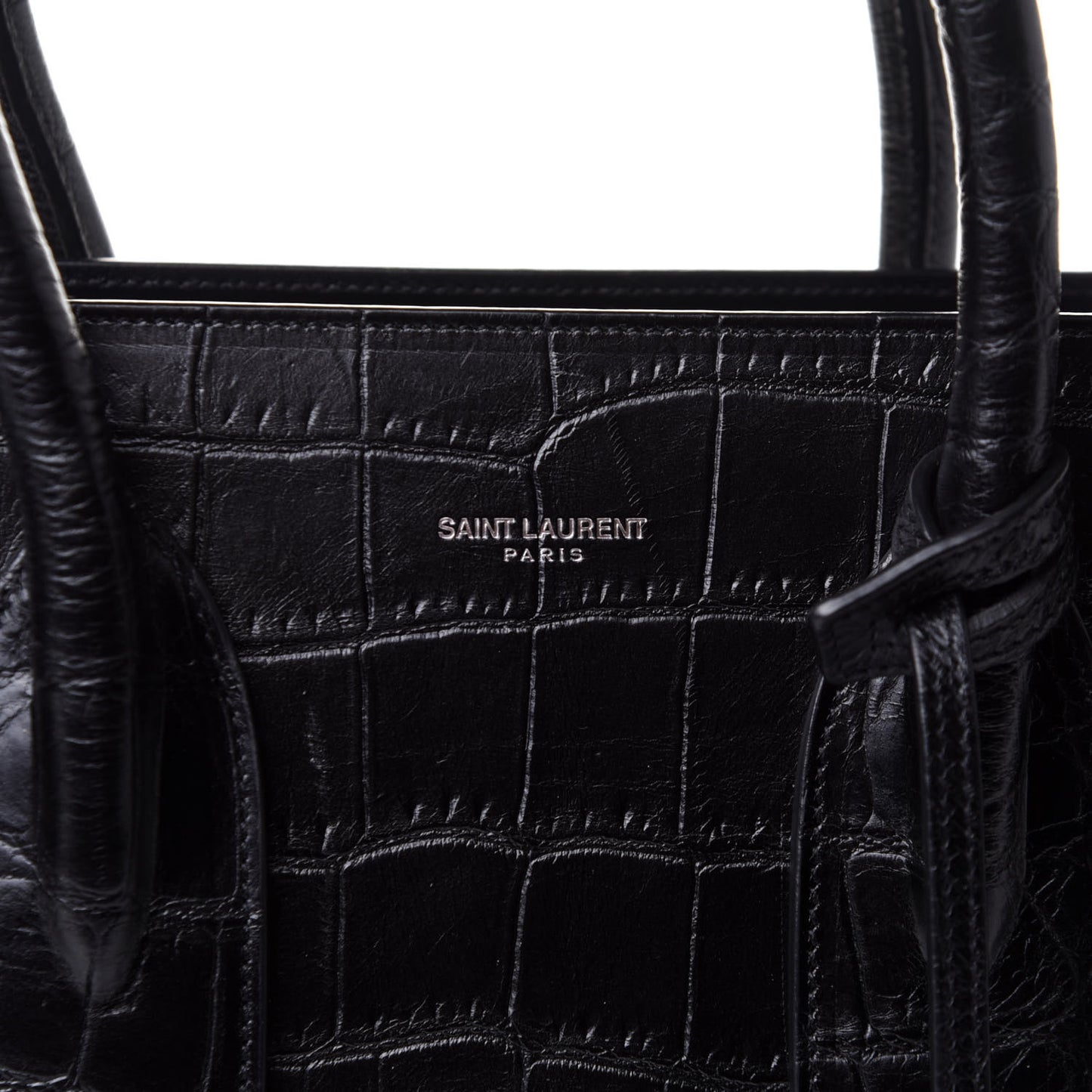 Calfskin Crocodile Embossed Small Sac de Jour Black