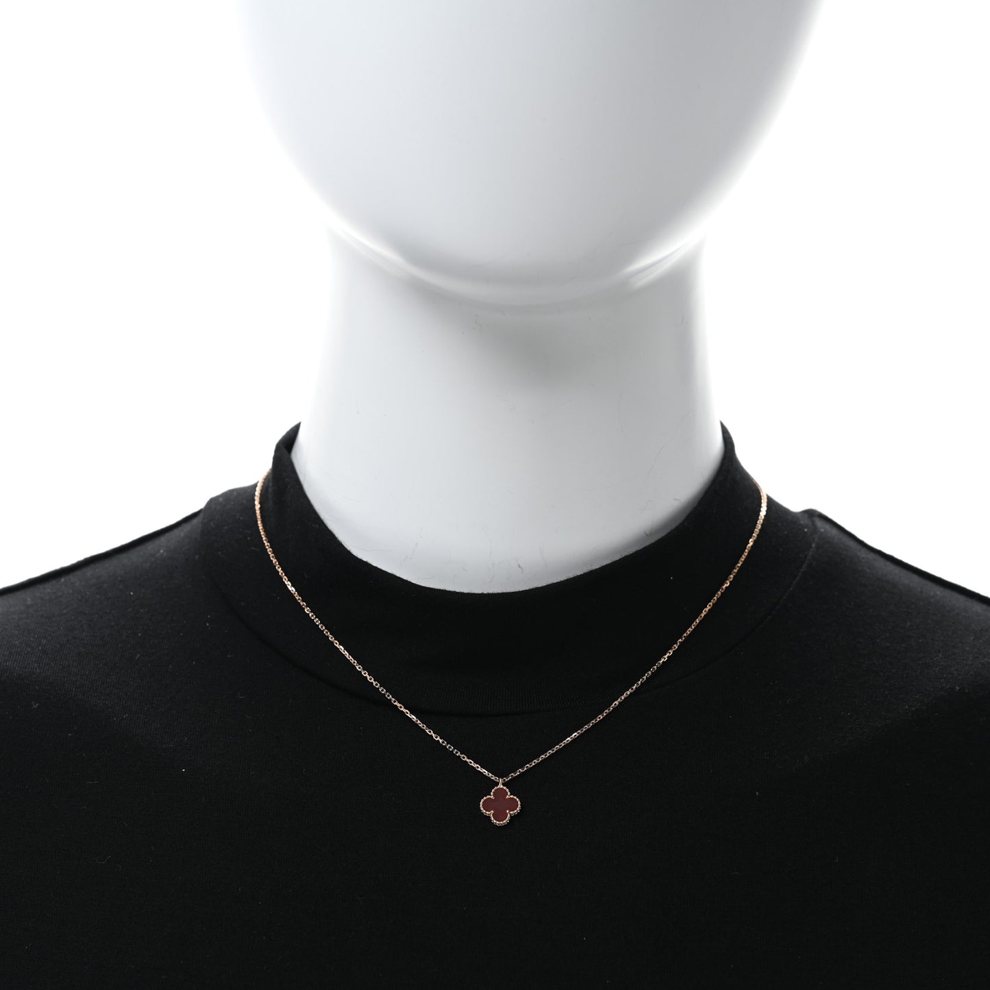 18K Rose Gold Carnelian Sweet Alhambra Pendant Necklace