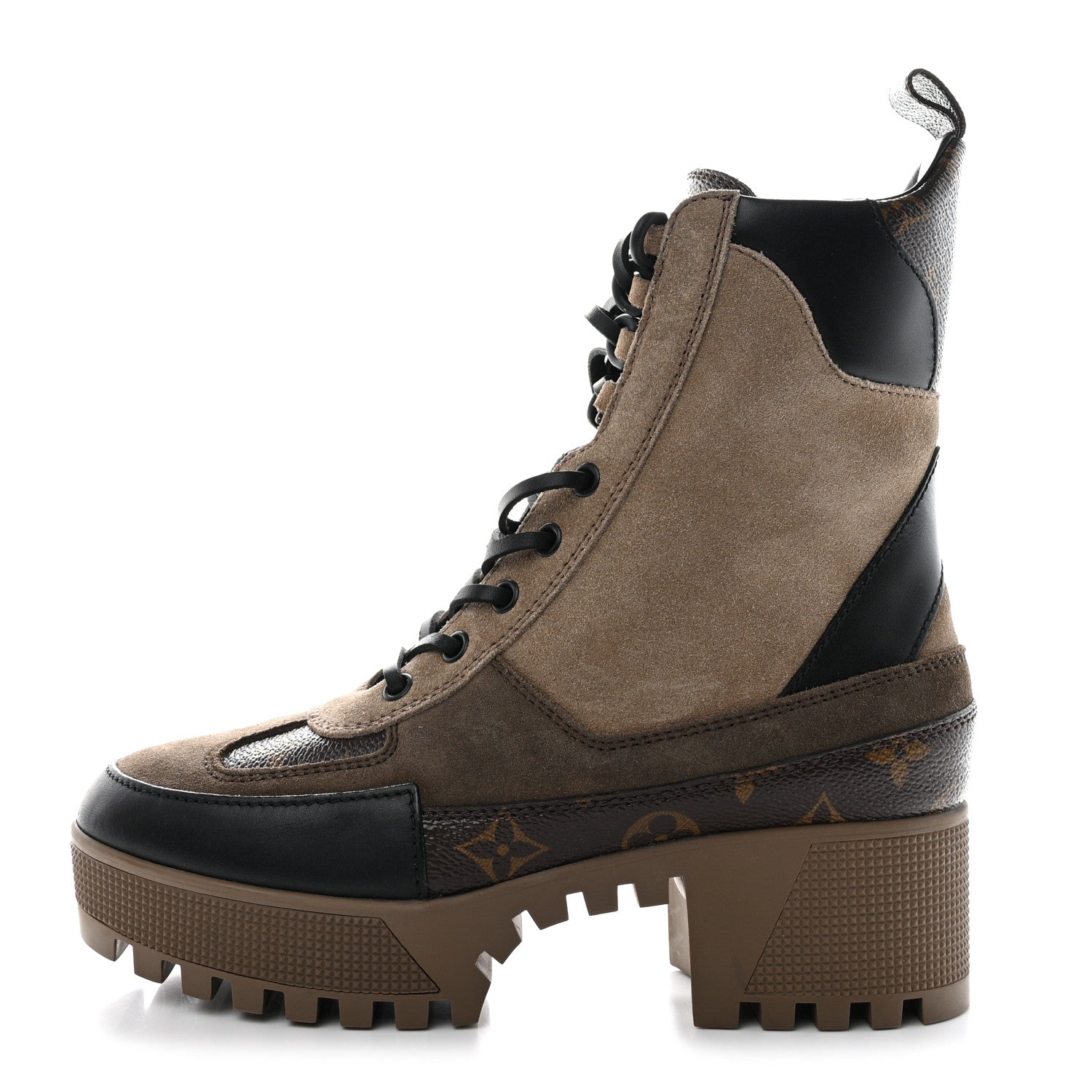 Louis Vuitton Suede Calfskin Monogram Laureate Platform Desert Boots 37 Taupe 1 of 11