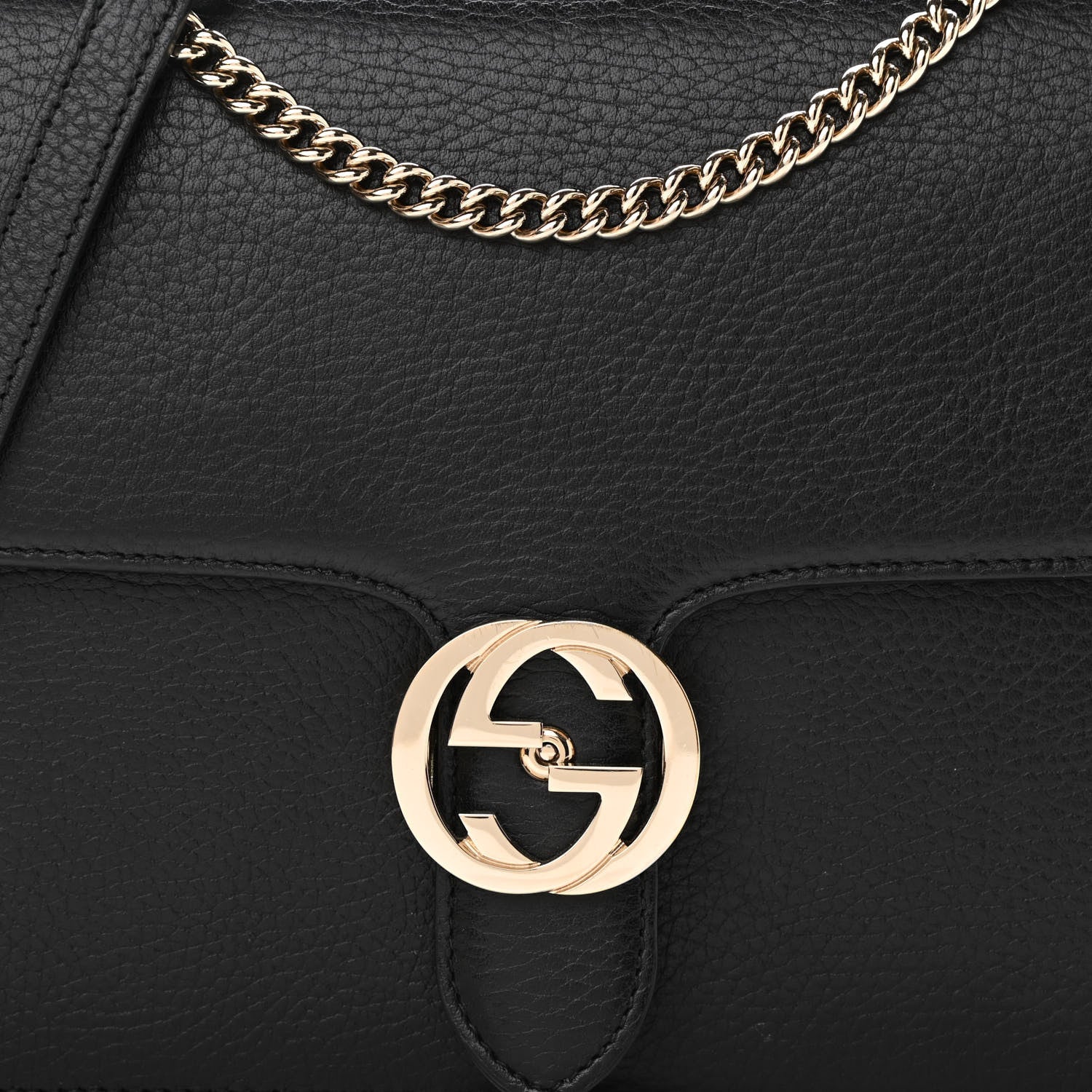 Gucci Dollar Calfskin Interlocking G Shoulder Bag Black 8 of 10