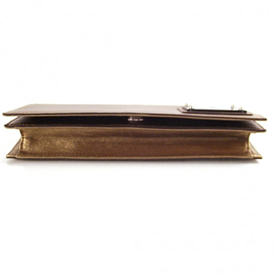 Leather Clutch Metallic Gold