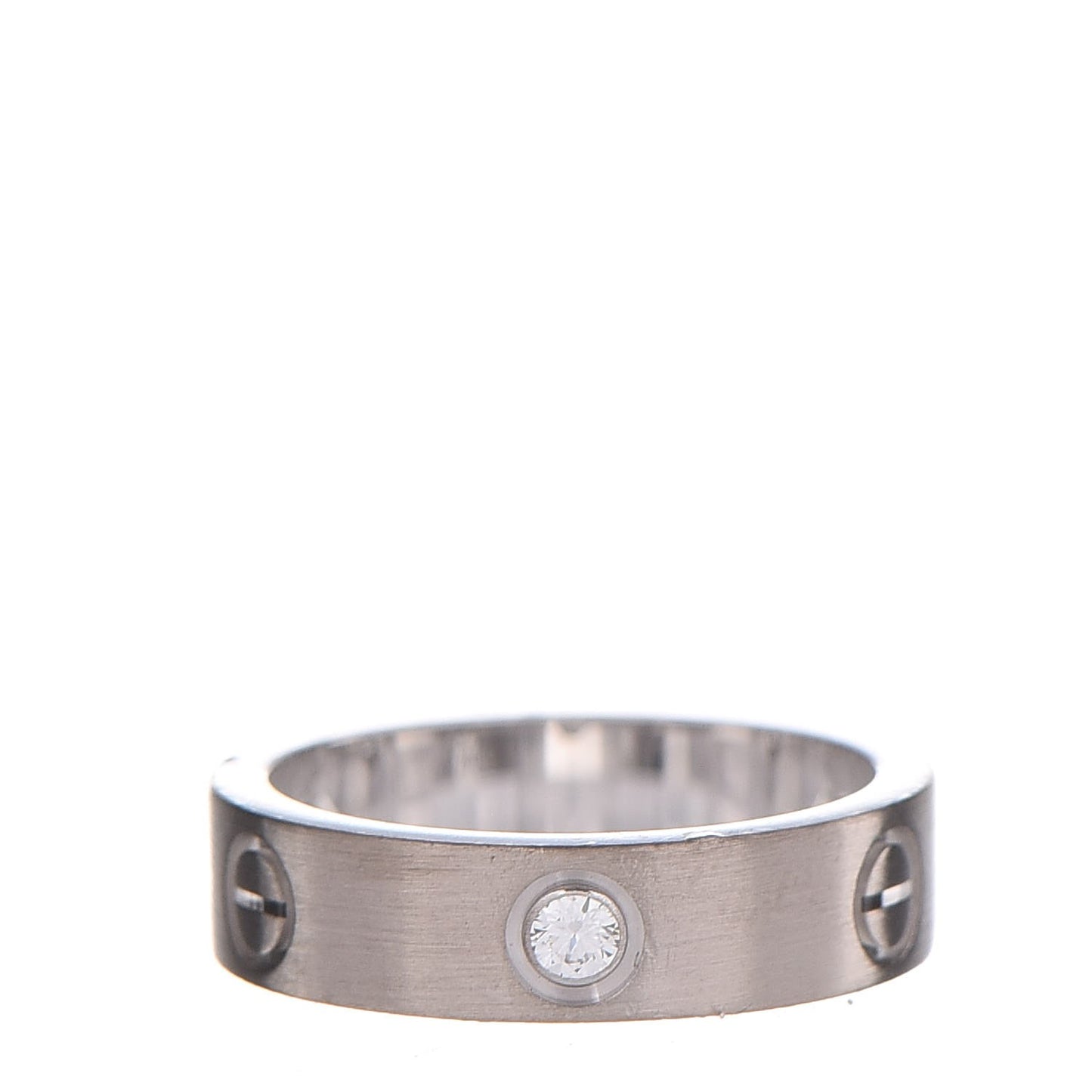 18K White Gold Diamond 4mm LOVE Wedding Band Ring 58 8.5