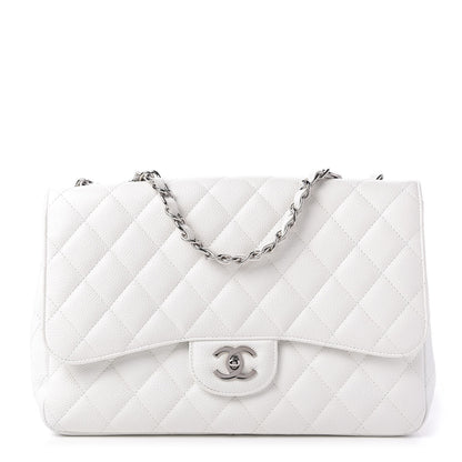 Chanel Caviar Quilted Jumbo Single Flap White 1 of 15