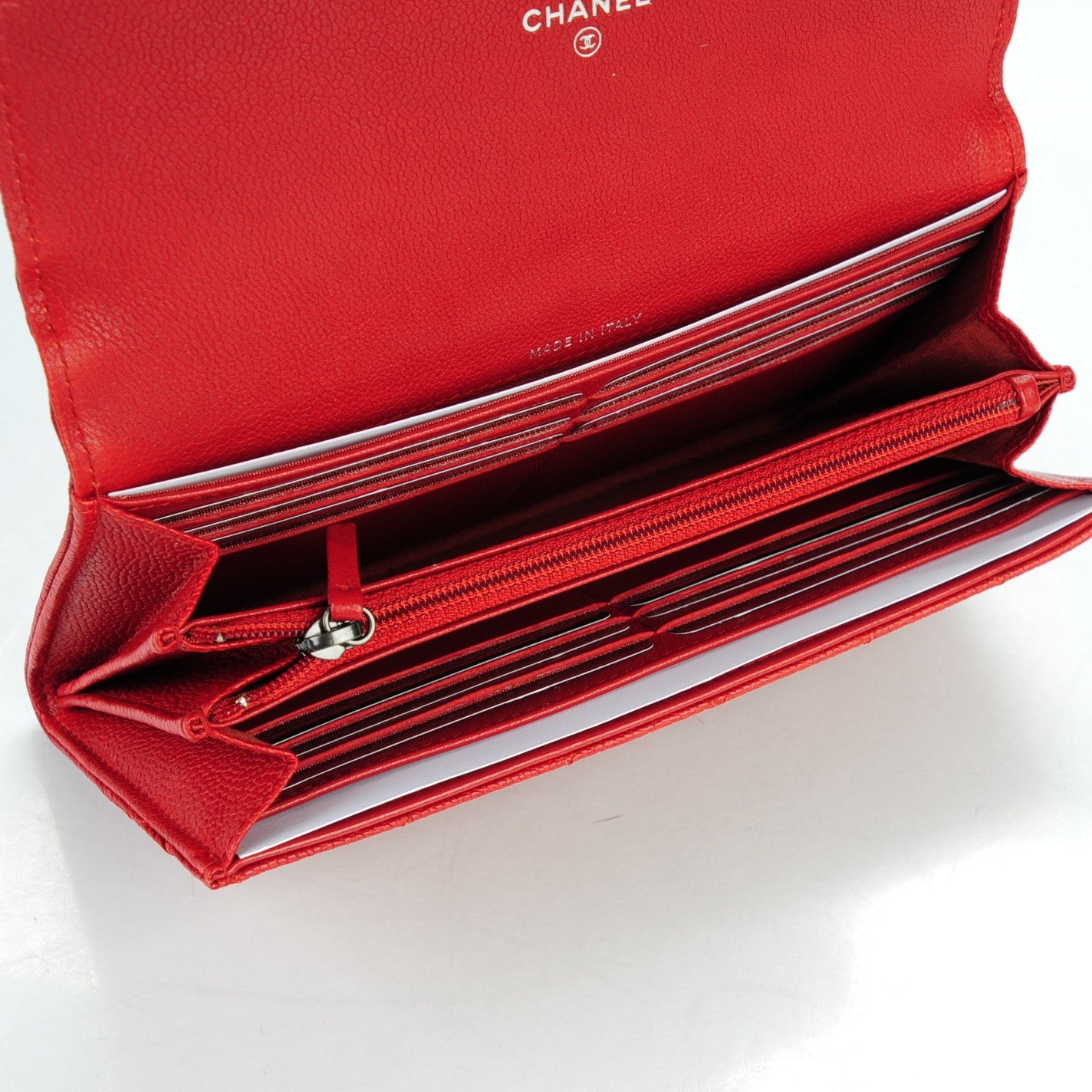 Caviar Quilted Boy Flap Wallet Red