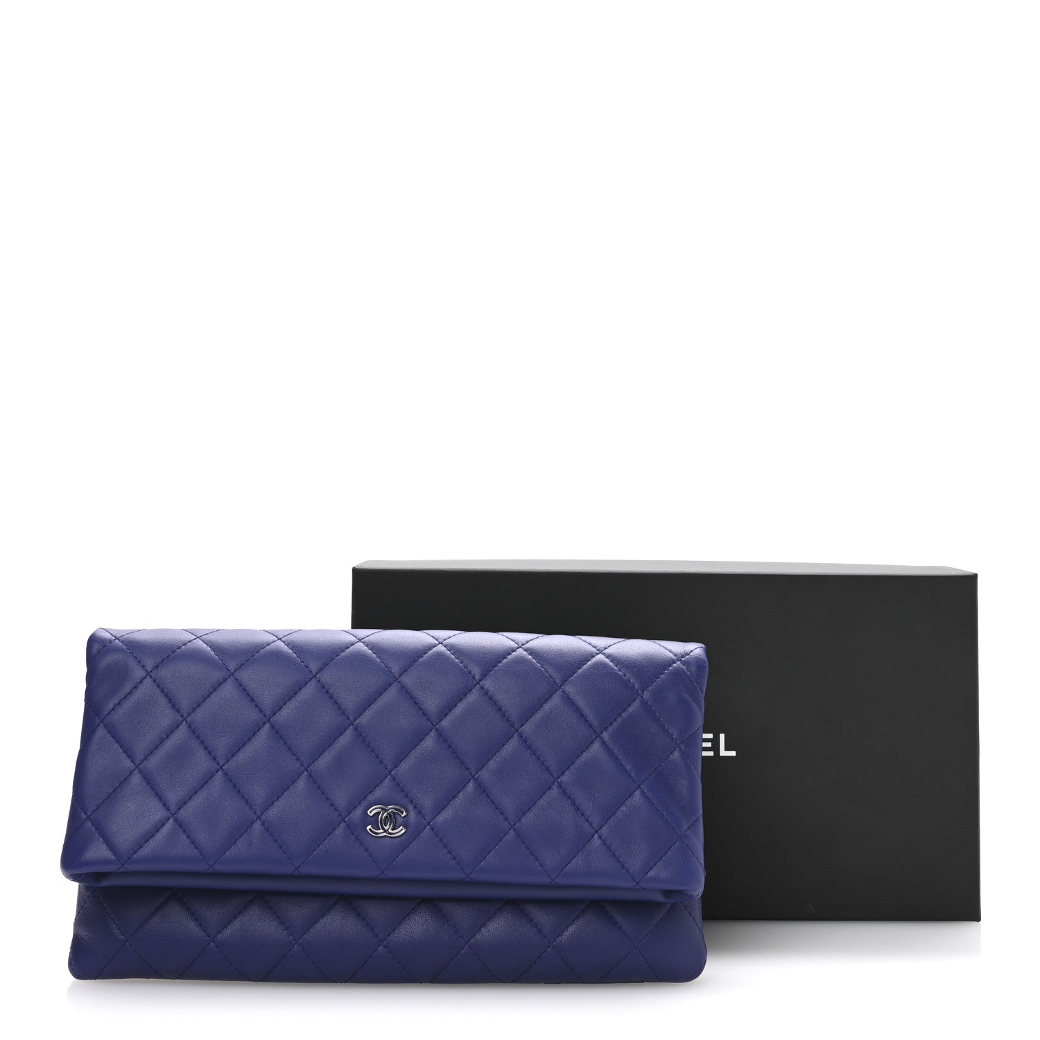 Chanel Lambskin Quilted CC Beauty Clutch Blue 8 of 8