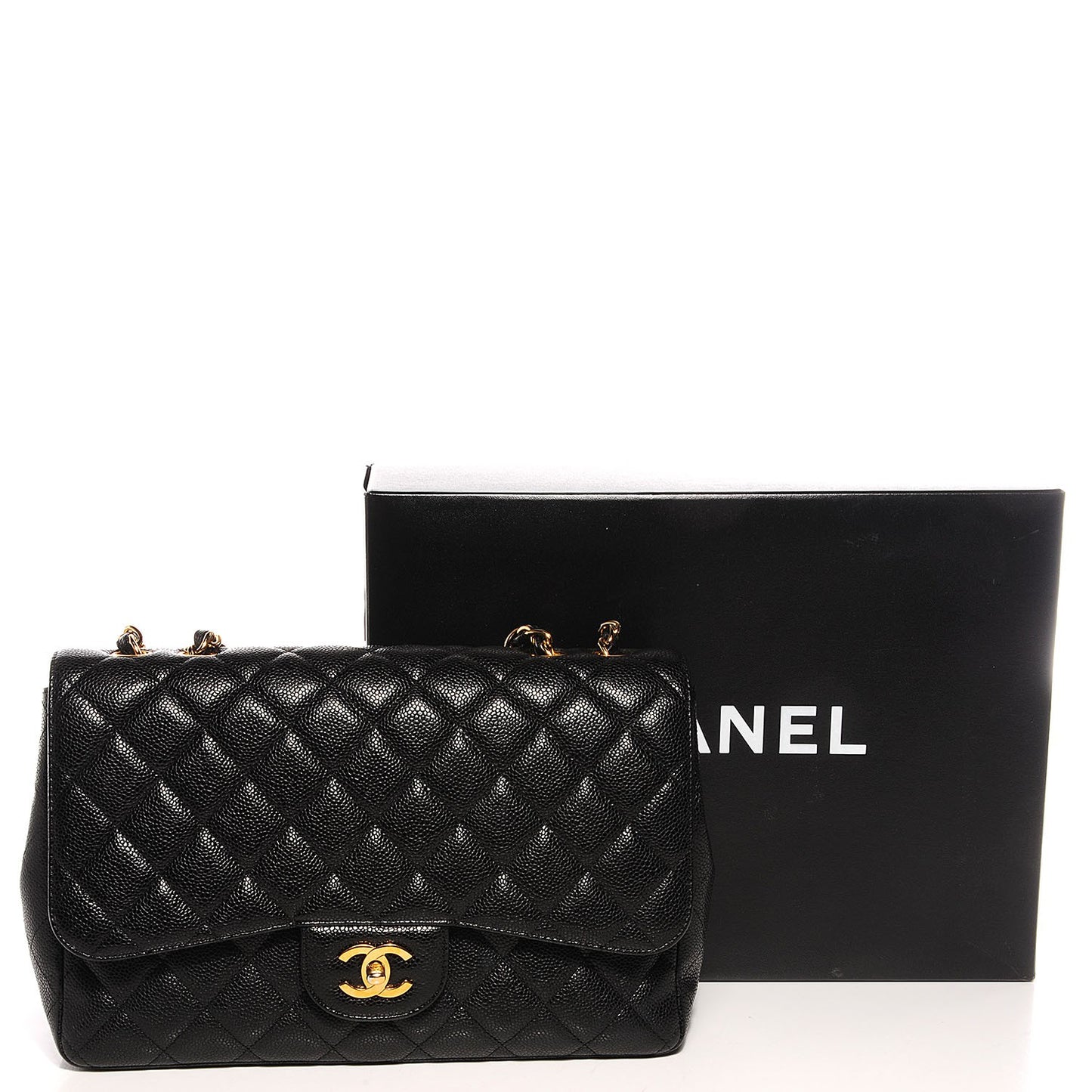 Caviar Jumbo Single Flap Black