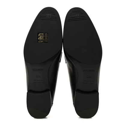 Hermes Goatskin Womens Paris Loafers 36.5 Black 6 of 10