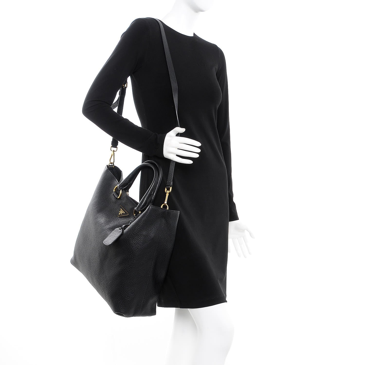 Prada Vitello Daino Tote Nero Black 2 of 13