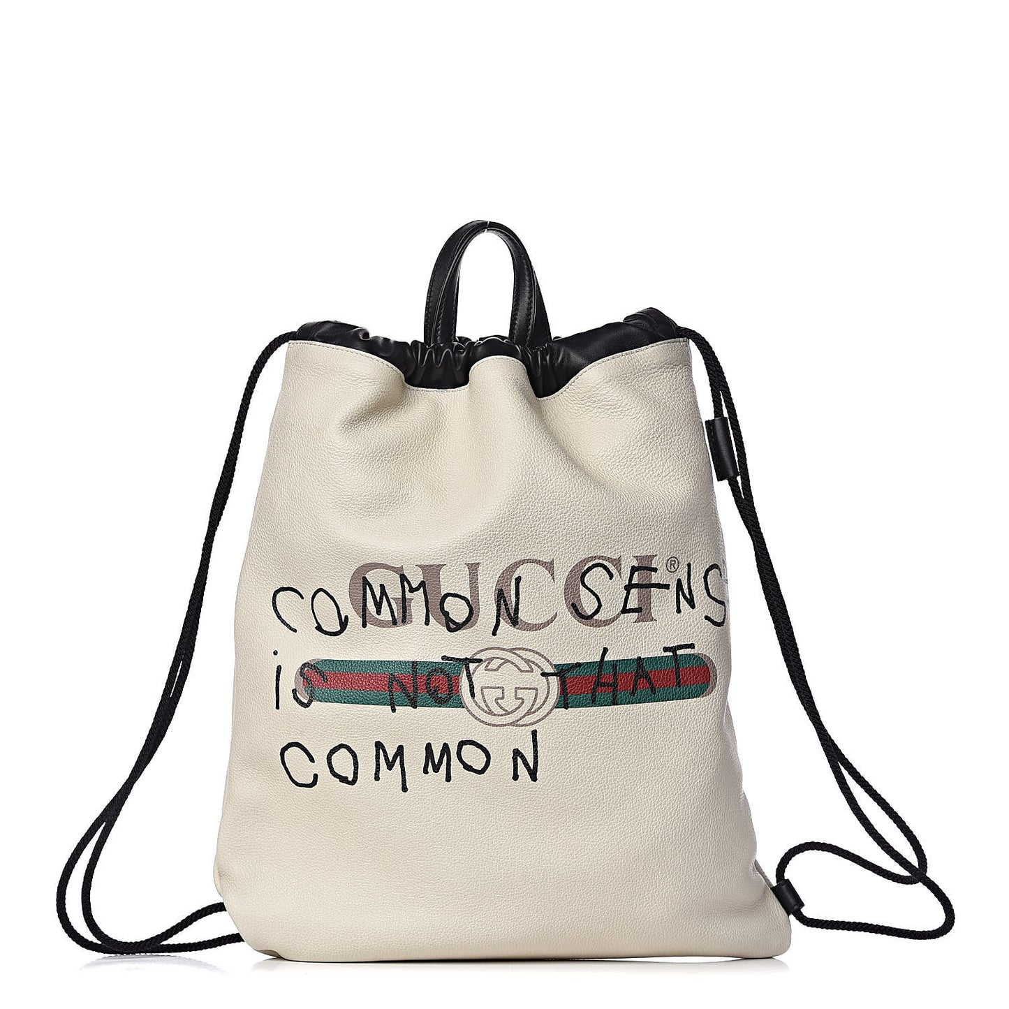 Calfskin Coco Capitan Logo Drawstring Backpack Mystic White