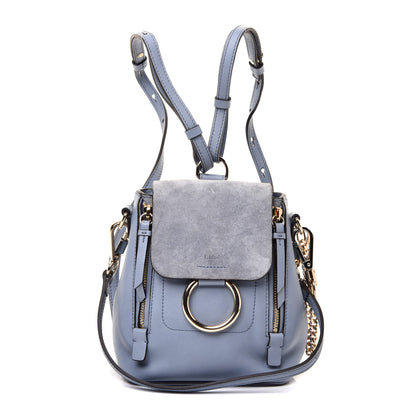 Chloe Suede Calfskin Mini Faye Backpack Washed Blue 1 of 12