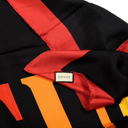 Gucci Silk Gucci Multiworld Square Scarf Black Multicolor 3 of 3