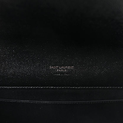 Saint Laurent Grain De Poudre Matelasse Chevron Monogram Monochrome Envelope Clutch Black 6 of 7